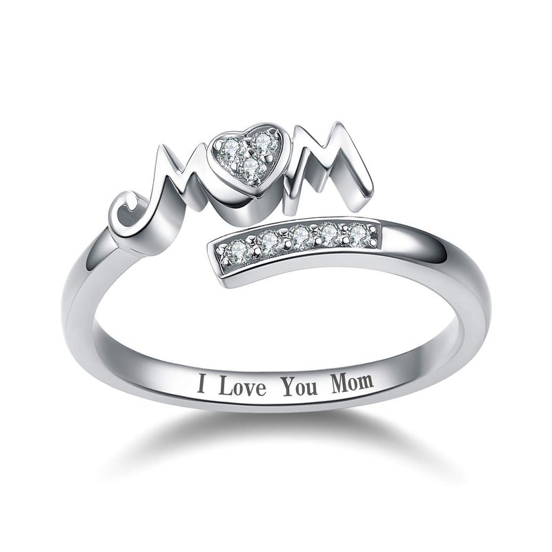 YFN 925 Sterling Silver Mom Rings Mothers Ring Women Jewelry Mothers Day Gifts for Mum (10) - Image 1